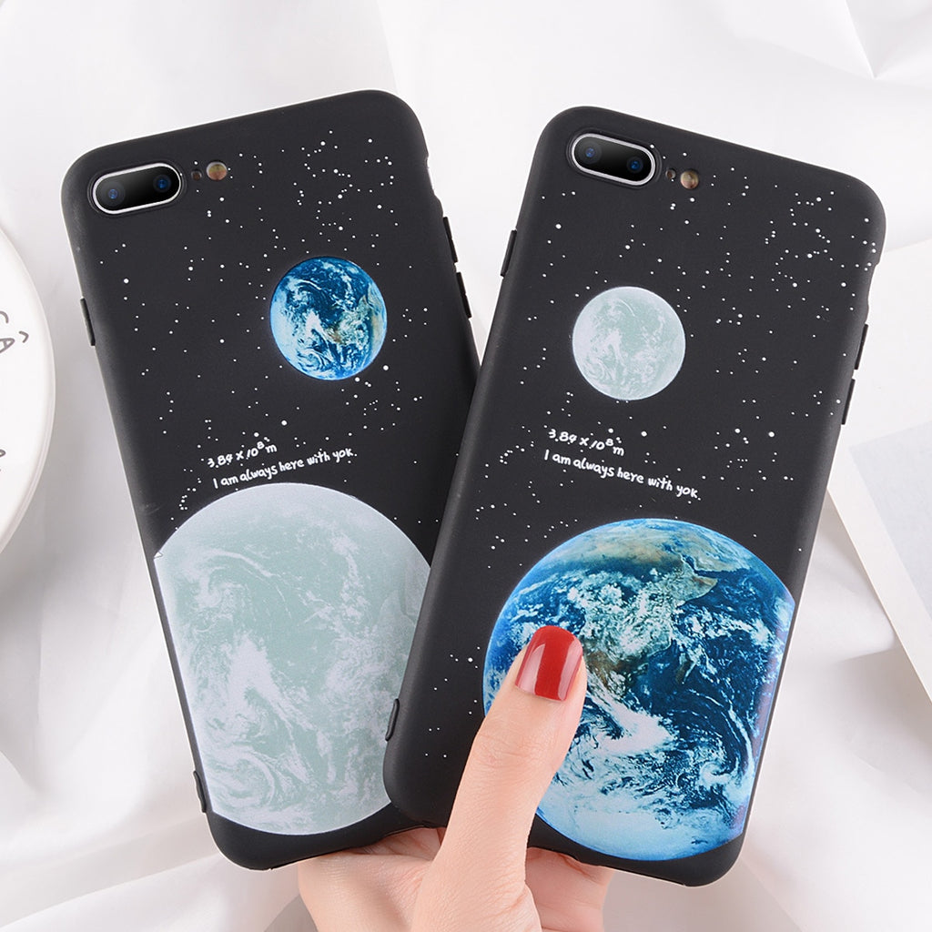 iPhone 6 6S 7 8 Plus X XR XS Max Case Planet Pattern Couple Soft TPU For iPhone 5 5S SE Phone Cover